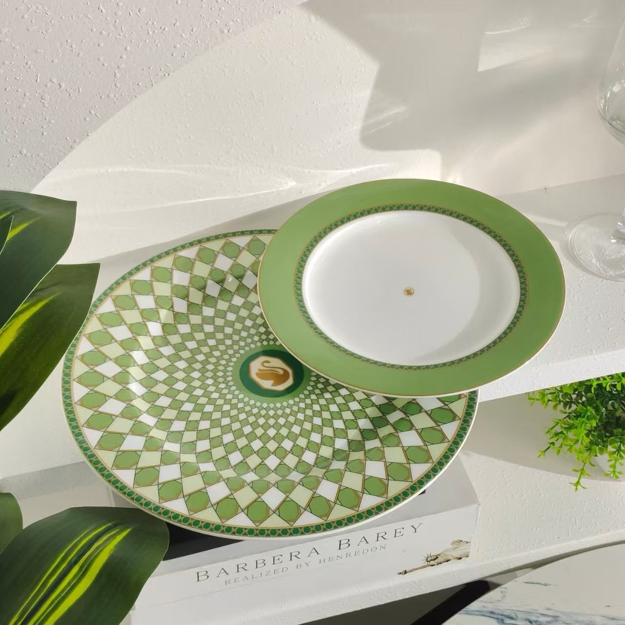 Swarovski Plates set of two green plates